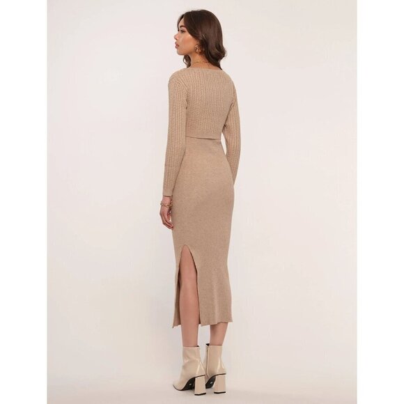 HEARTLOOM Saige Knit Midi Dress in Oat New Womens Sweater Tank - Picture 10 of 11